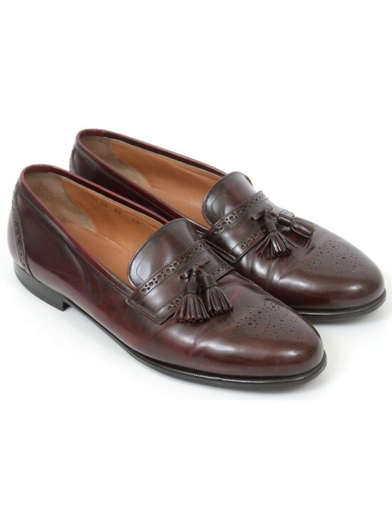 S2 by Santoni Mens 11EE Burgundy Leather Loafers Dress Old Money Preppy Shoe main image 11